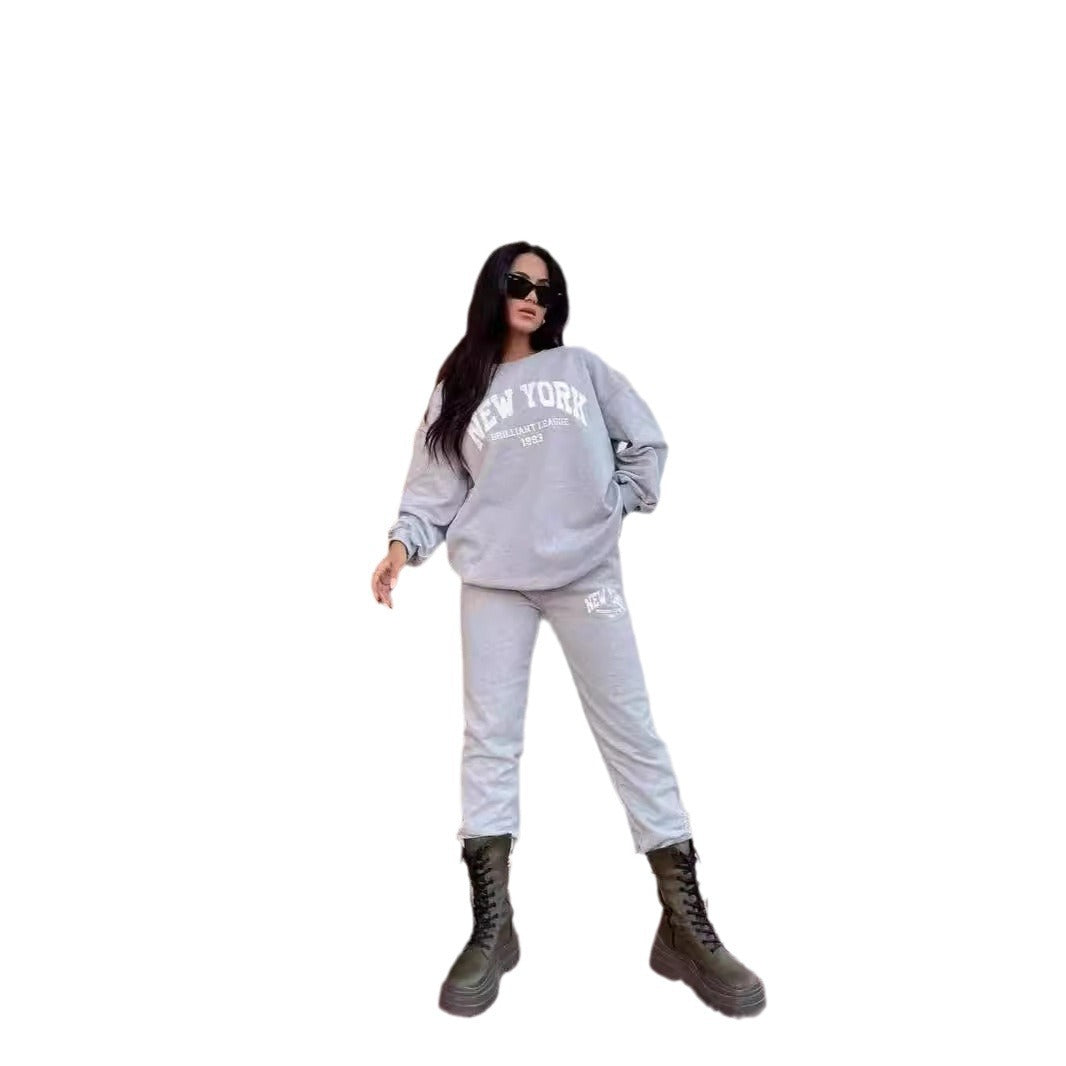 Damen lässiges Sweatshirt und Jogginghose Set Drune