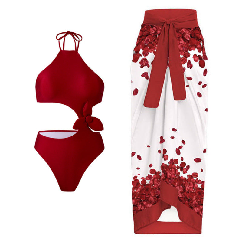 Damen Bikini-Set mit modischem Cut-Out-Design und eleganter Blumenstraße Drune