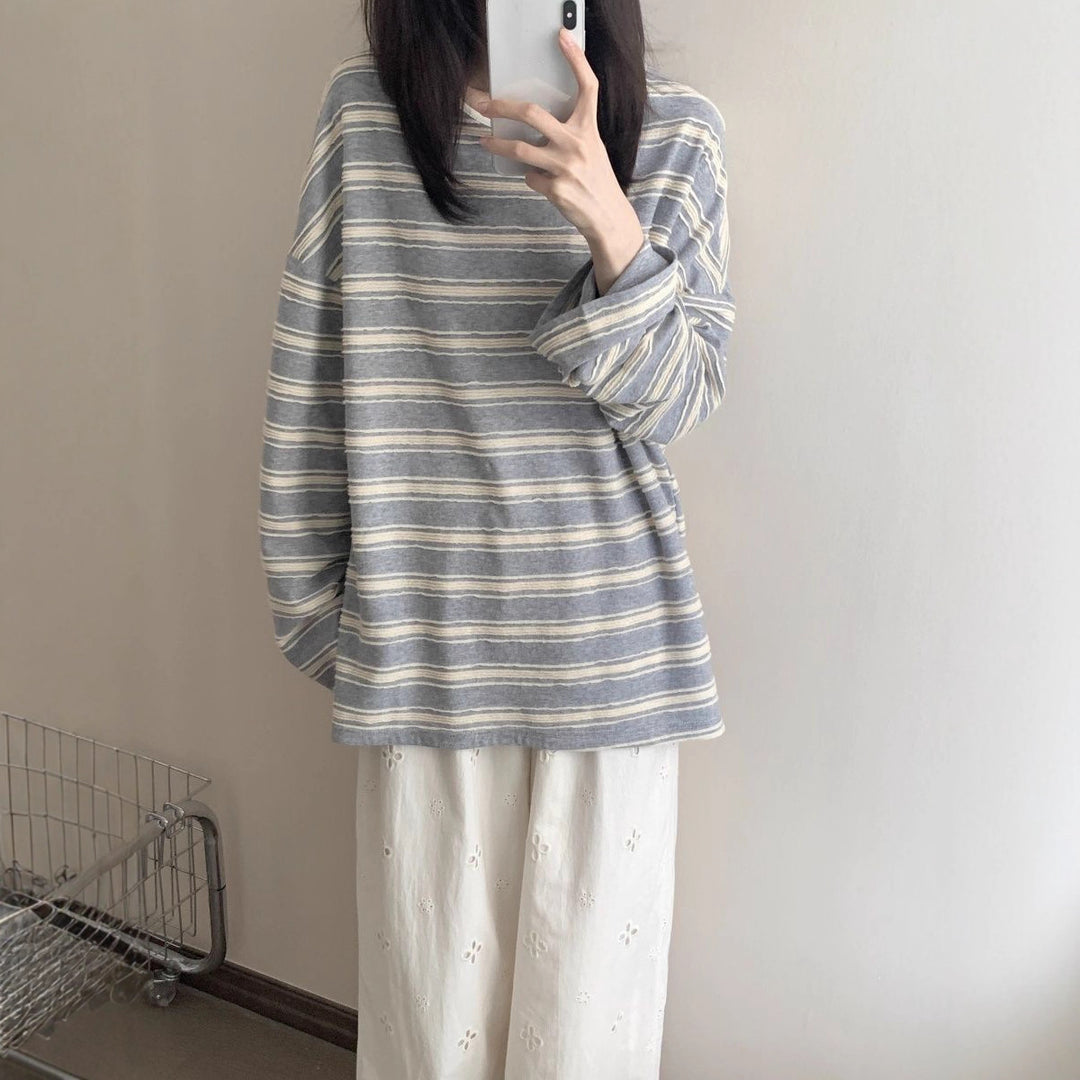 Damen lässiges Langarmshirt mit elegantem Lagenlook Drune