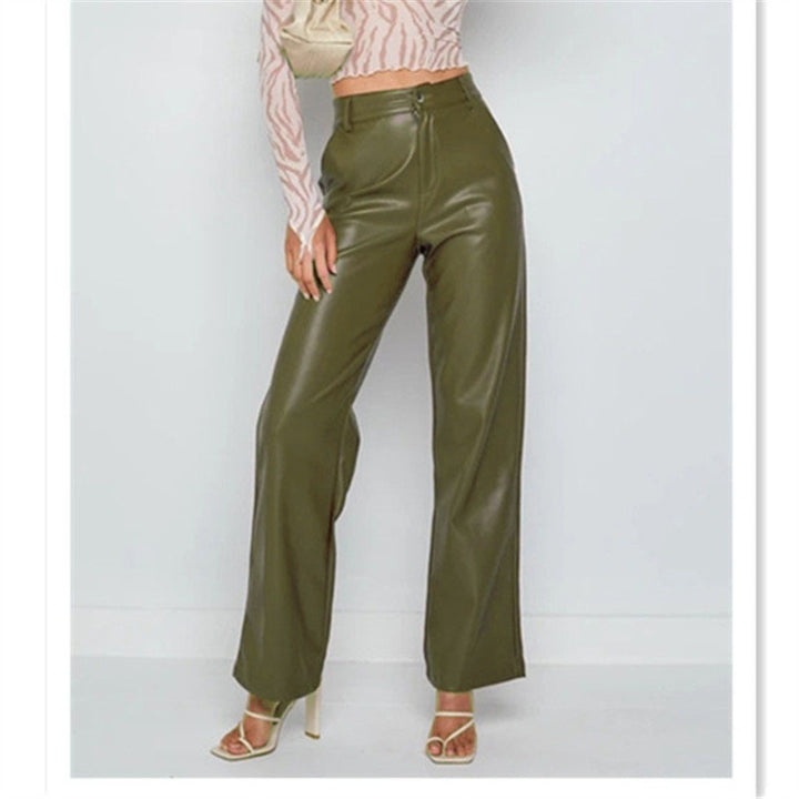 Damen Elegante Kunstlederhose im hoch geschnittenen Design Drune