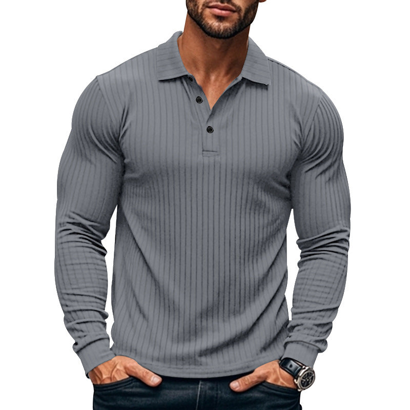 Drune | Henley Slim Fit Gerippter Strick Langarm Moderner Kragen