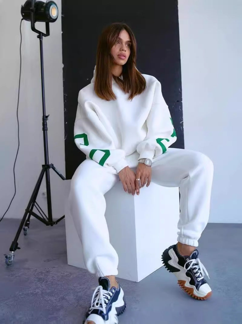 Damen Oversized Freizeitanzug mit Kapuze und elastischen Bündchen Drune