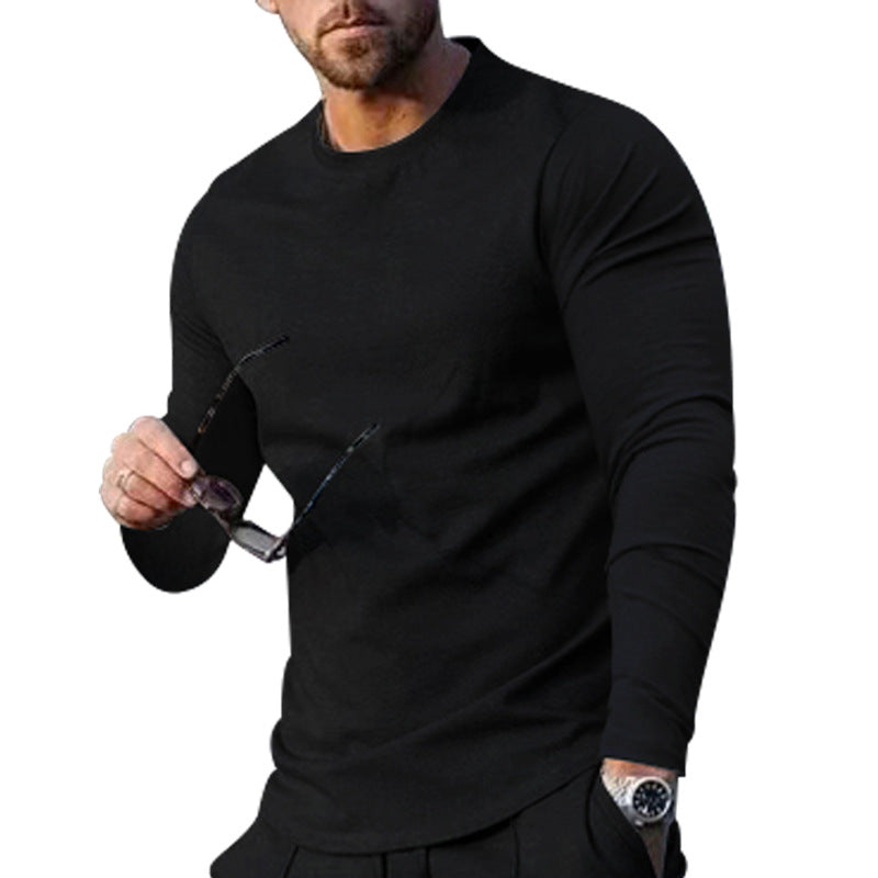 Herren hochwertiges Langarmshirt mit stylishem Rundhalsund und weicher Baumwollmischung Drune