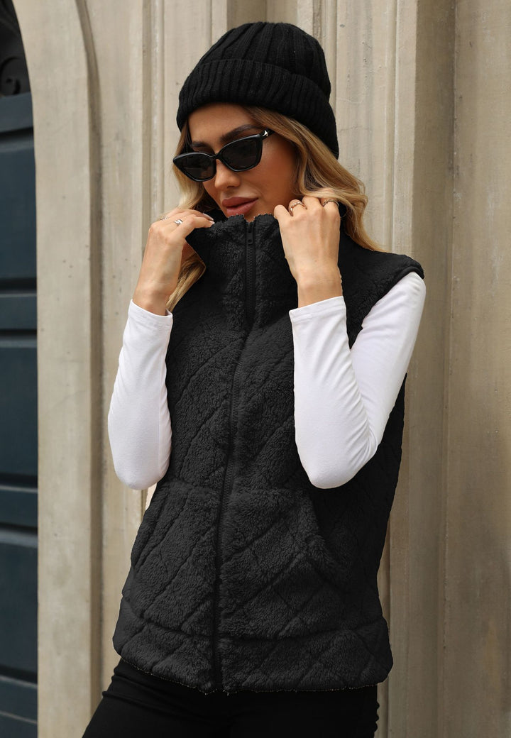 Damen Kuschelige Fleece-Weste mit Kapuze Drune