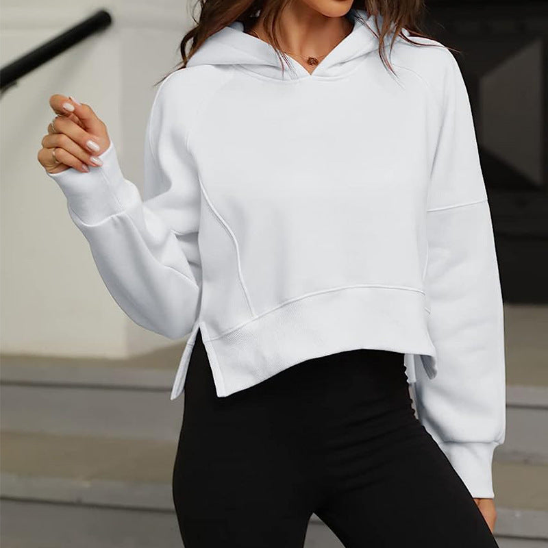 Damen lässiges Hoodie-Pullover mit seitlichen Schlitzen Drune