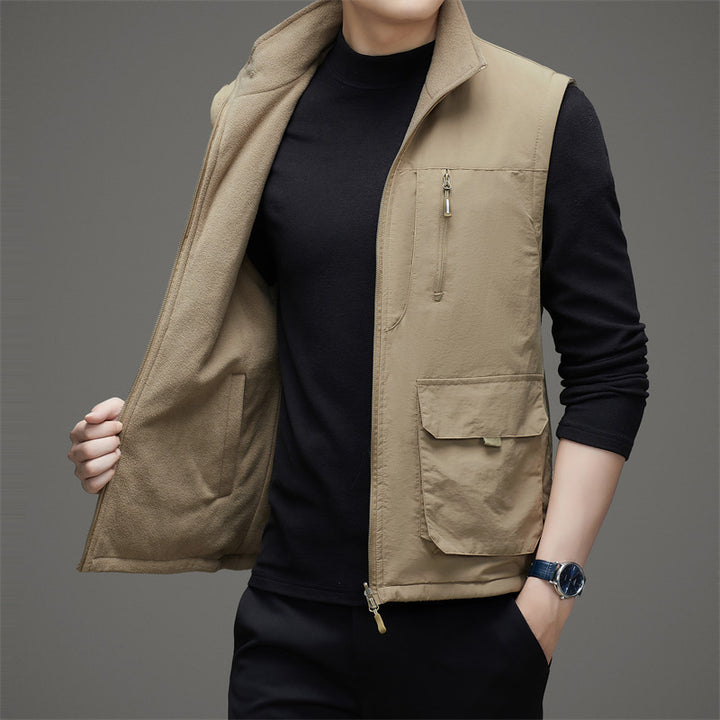 Herren Utility-Weste mit zahlreichen Taschen und steigender Kragenstruktur Drune