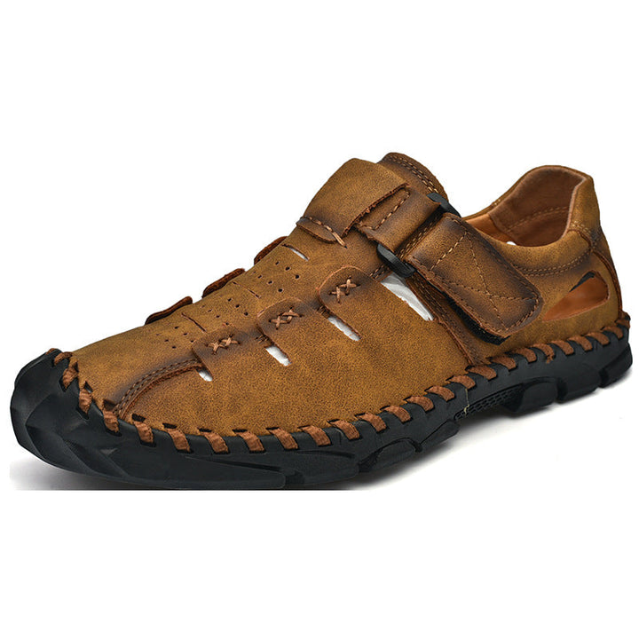 Herren Bequeme Leder-Sandalen mit verstellbarem Klettverschluss Drune