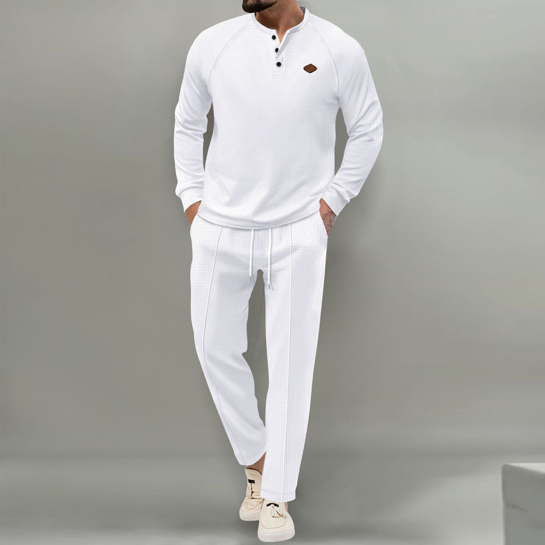 Herren hochwertiger Freizeitanzug mit Knopfleiste und eleganten Taschen Drune