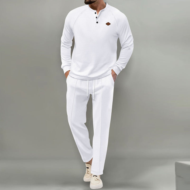 Herren hochwertiger Freizeitanzug mit Knopfleiste und eleganten Taschen Drune