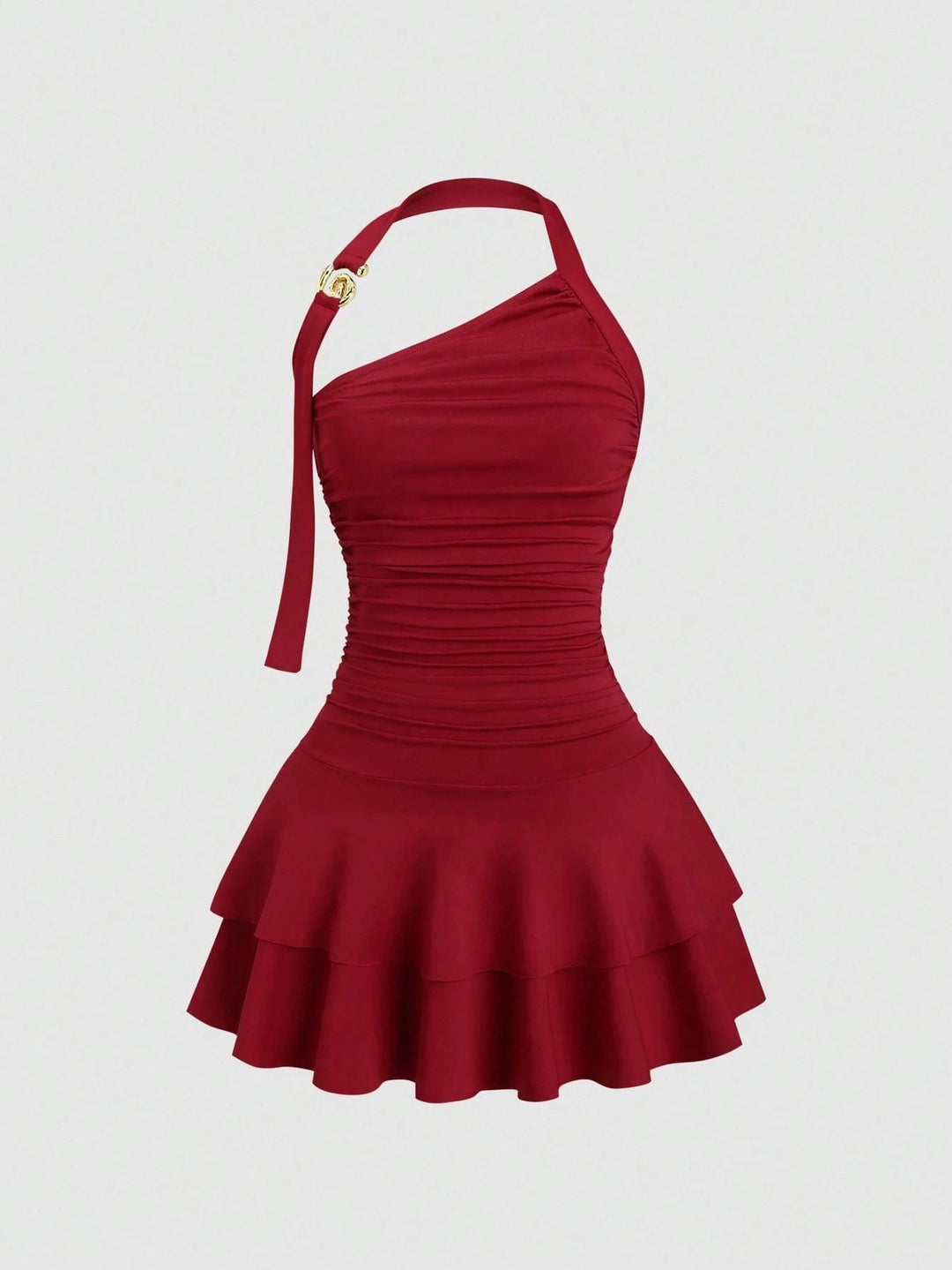 Damen asymmetrisches Wickelkleid mit gerafftem Design Drune