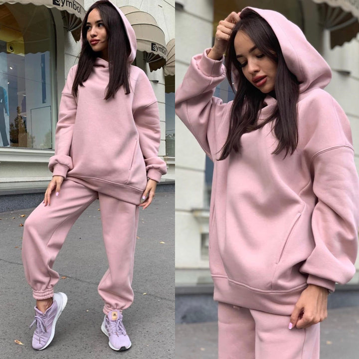 Damen bequemer Kapuzenpullover und Jogginghose Set Drune