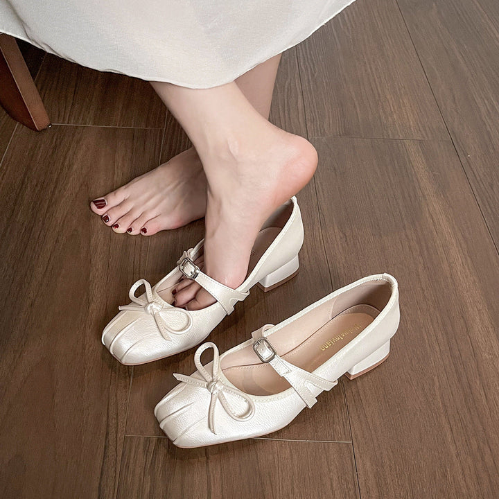 Damen Ballerinas mit dekorativem Riemchen und komfortablem Blockabsatz Drune