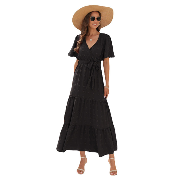 Damen Maxikleid mit fließendem Schnitt und femininem Wickeldesign Drune