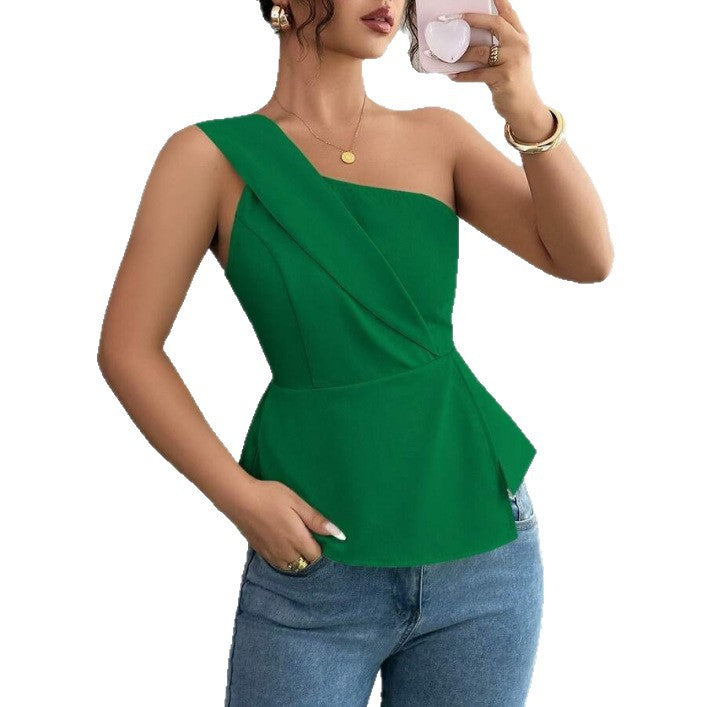 Damen Asymmetrisches Peplum-Oberteil mit Drapierung Drune