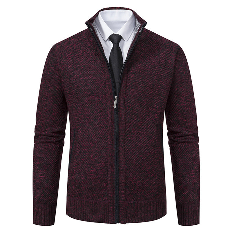Herren elegante Strickjacke mit durchgehendem Reißverschluss und strukturiertem Design Drune