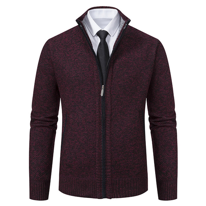 Herren elegante Strickjacke mit durchgehendem Reißverschluss und strukturiertem Design Drune