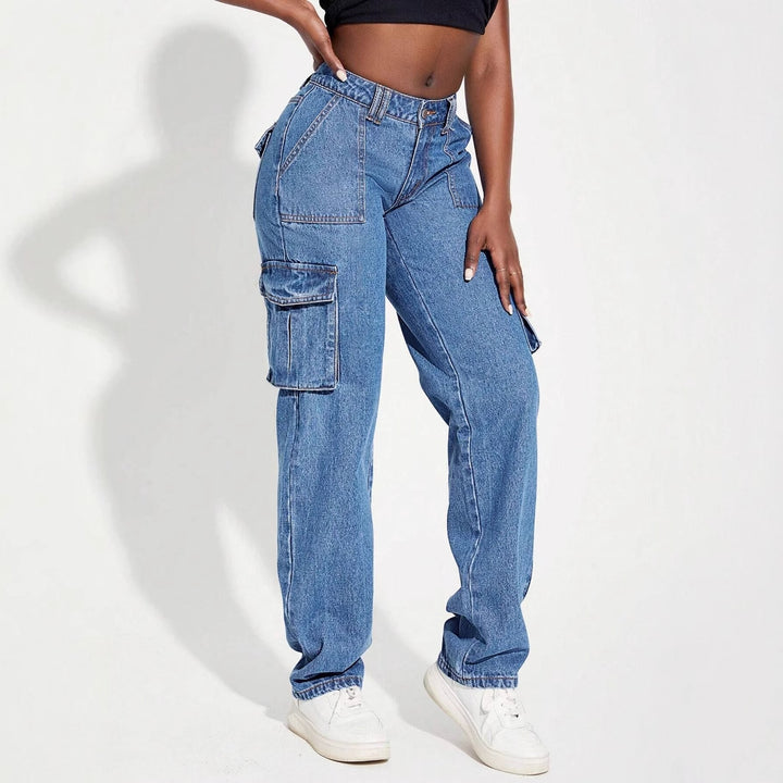 Damen Cargo Jeans mit elastischem Bund und praktischen Seitentaschen Drune