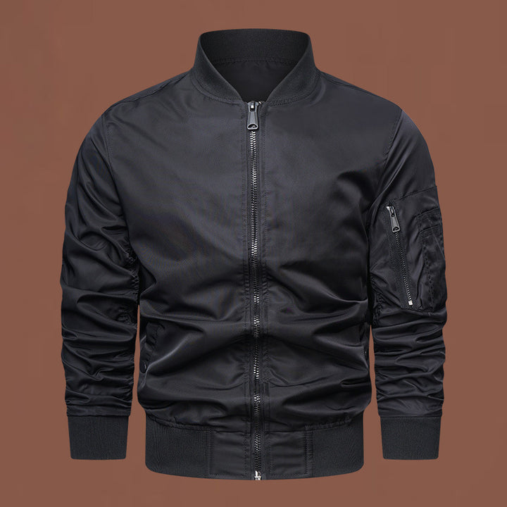 Herren nan urbaner Nylon-Bomber mit schlanker Silhouette, Ärmeltasche und windabweisender Außenhülle Drune