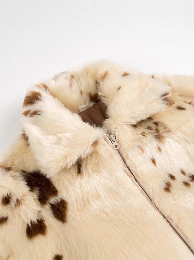 Damen modische Kurzjacke aus Kunstpelz mit einzigartigem Tiermotiv Drune