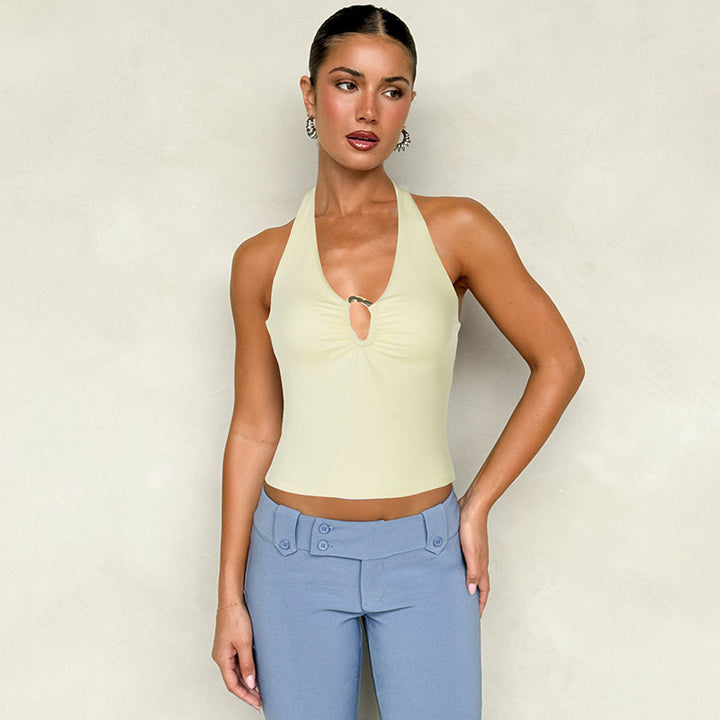 Damen Neckholder-Top mit dekorativem Schlitz und raffiniertem Design Drune