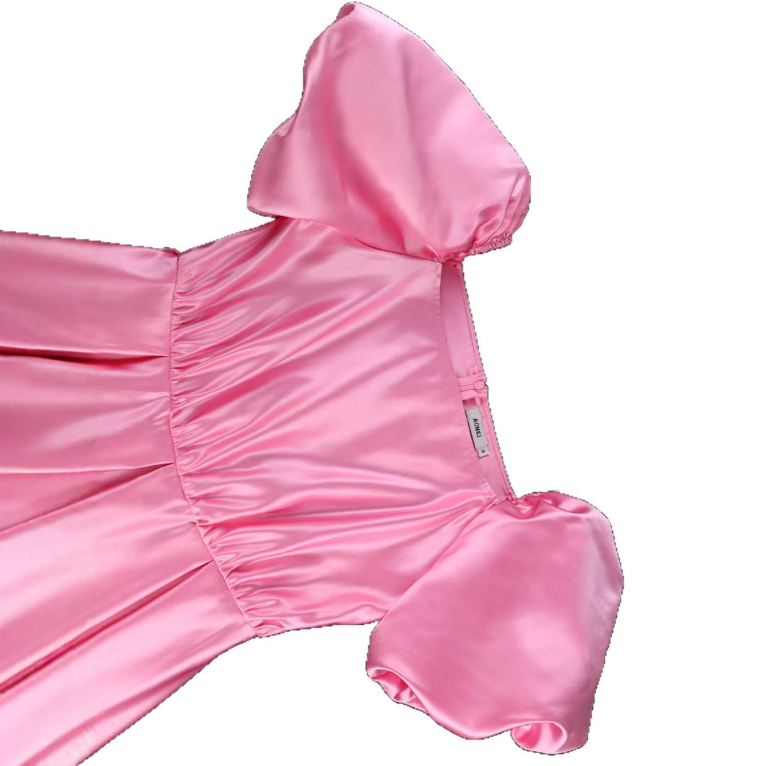 Damen luftiges Kleid mit schickem Tüllrock und Puffärmeln Drune