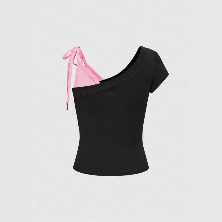 Damen Trendiges Off-Shoulder Top mit beeindruckendem Grafikdesign Drune