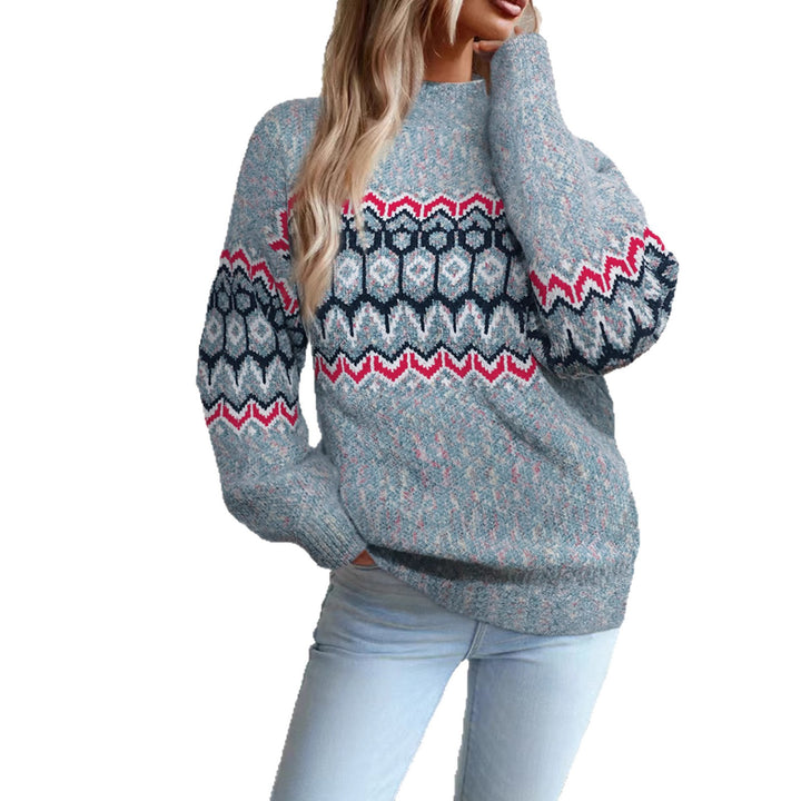 Damen Strickpullover mit modernem geometrischem Muster und oversized Schnitt Drune
