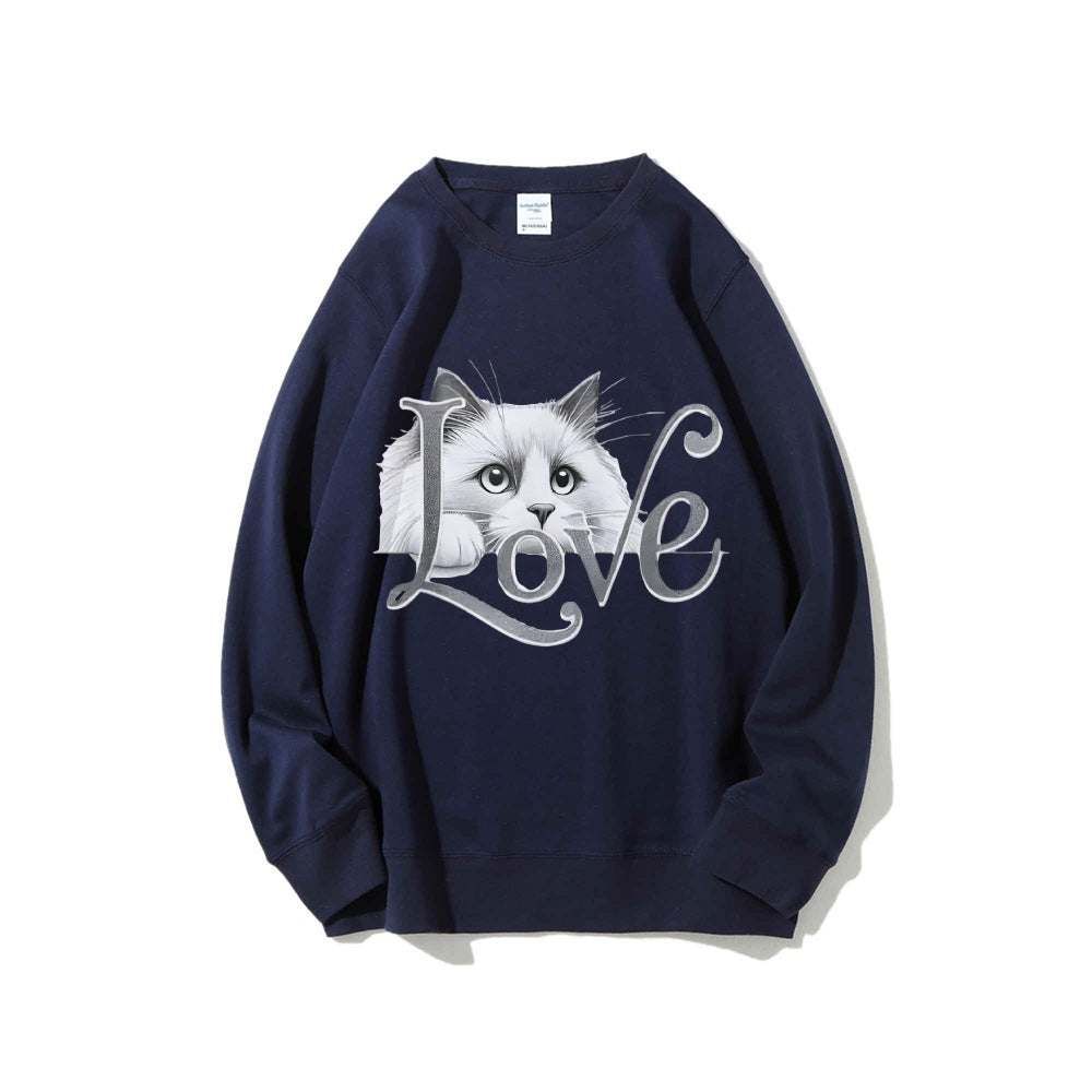 Damen Sweatshirt mit verspieltem Katzenmotiv und lässigem Schnitt Drune