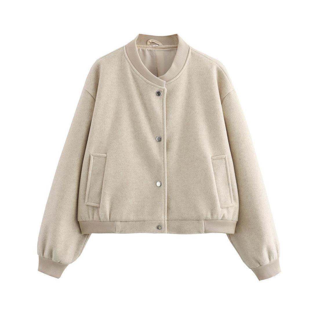 Damen sportliche Bomberjacke mit seitlichen Eingrifftaschen und elastischen Bündchen Drune