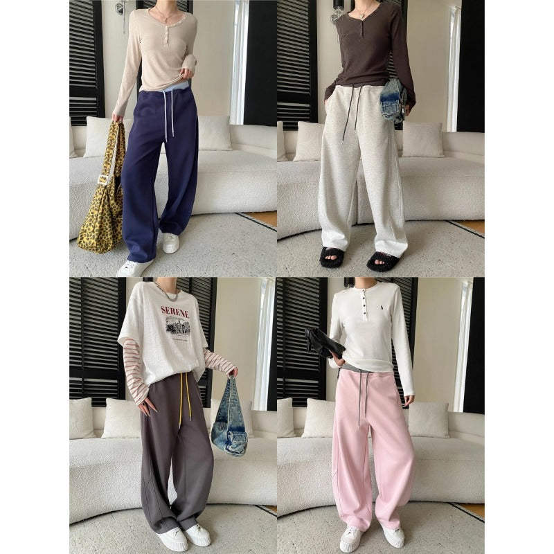 Damen lässige Sweathose mit weitem Schnitt und seitlichen Taschen Drune
