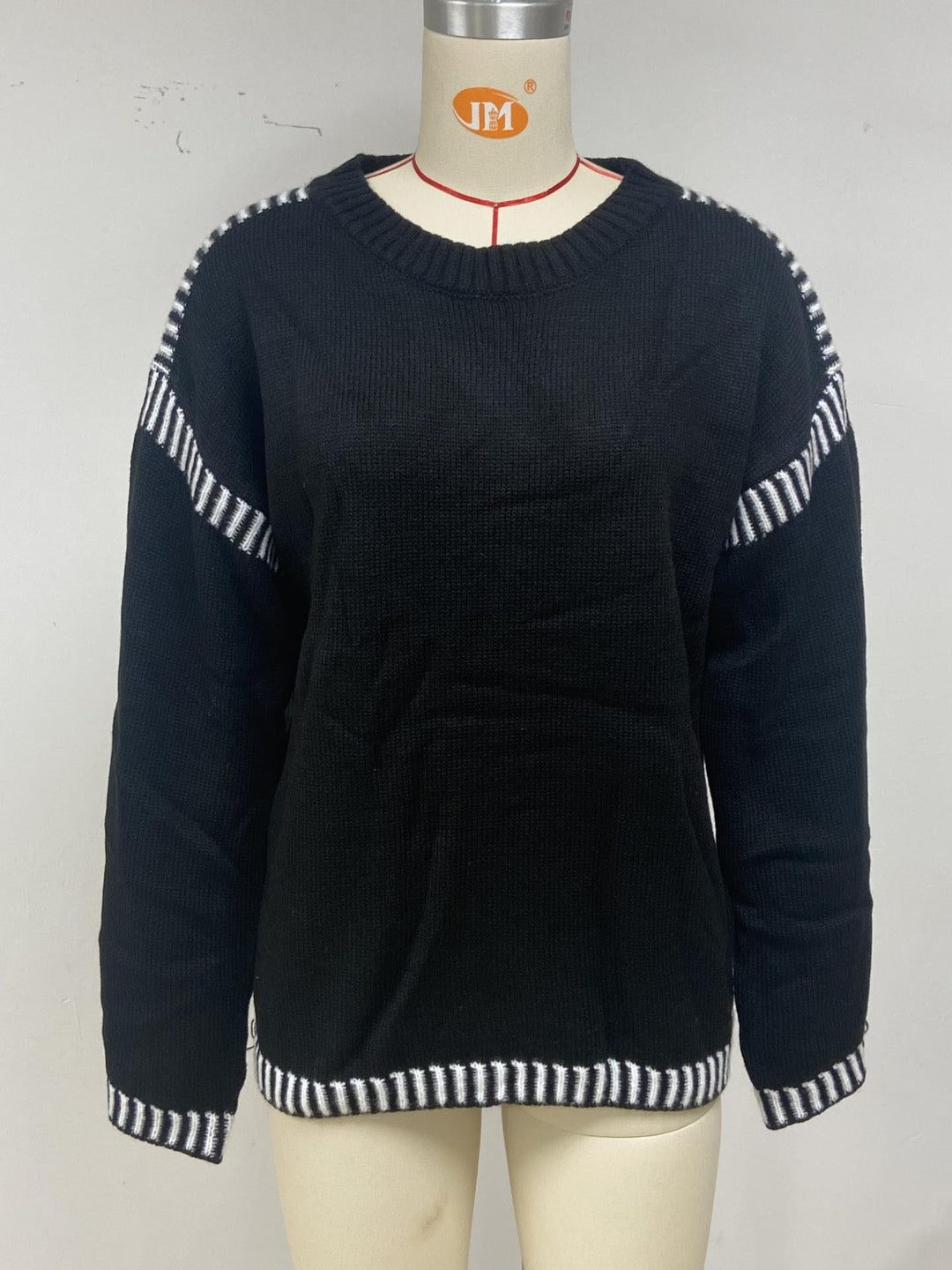 Damen lässiger Pullover mit Streifenakzenten Drune