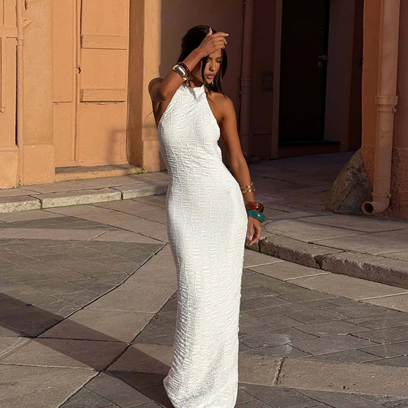 Damen elegantes Wickelmaxikleid mit hochgeschlossenem Design Drune