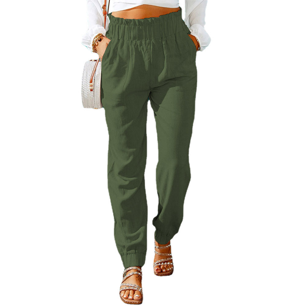 Damen lässige Freizeithose mit elastischem Bund und praktischen Taschen Drune