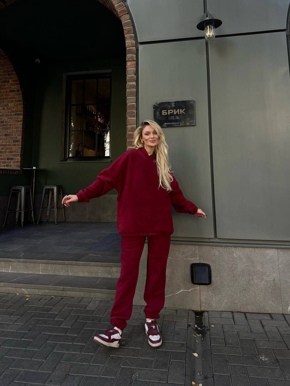 Damen Fleece Loungeanzug mit weiten Ärmeln und gemütlichem Schnitt Drune