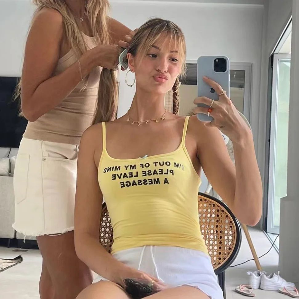 Damen Spaghetti-Trägershirt mit witzigem Aufdruck Drune