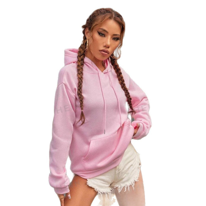 Damen nan cropped Oversize-Hoodie mit tiefer Schulterpartie, Kängurutasche und fleecegefüttertem Innenleben Drune