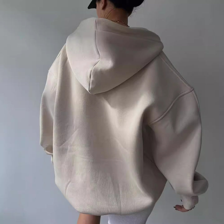 Damen oversized Kapuzenpullover mit Kängurutasche und bequemer Passform Drune