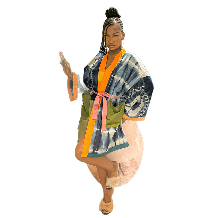 Damen Baumwollkimono mit modernem Batik-Muster Drune