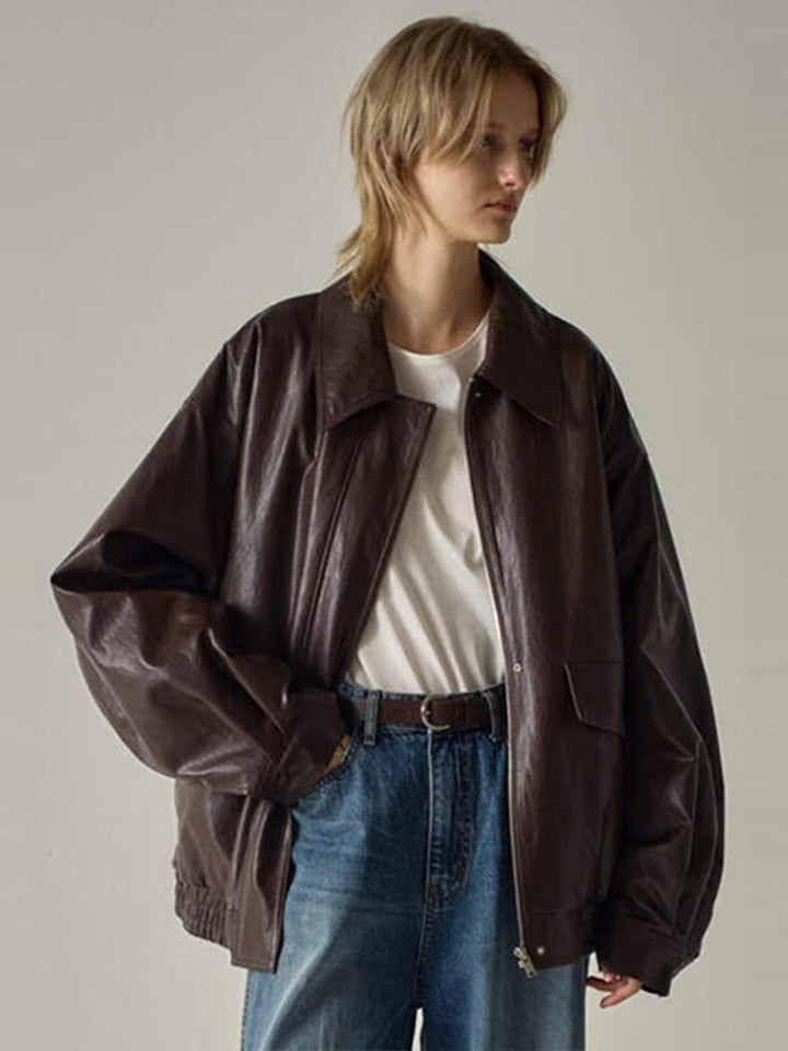 Damen Oversized Kunstlederjacke Drune