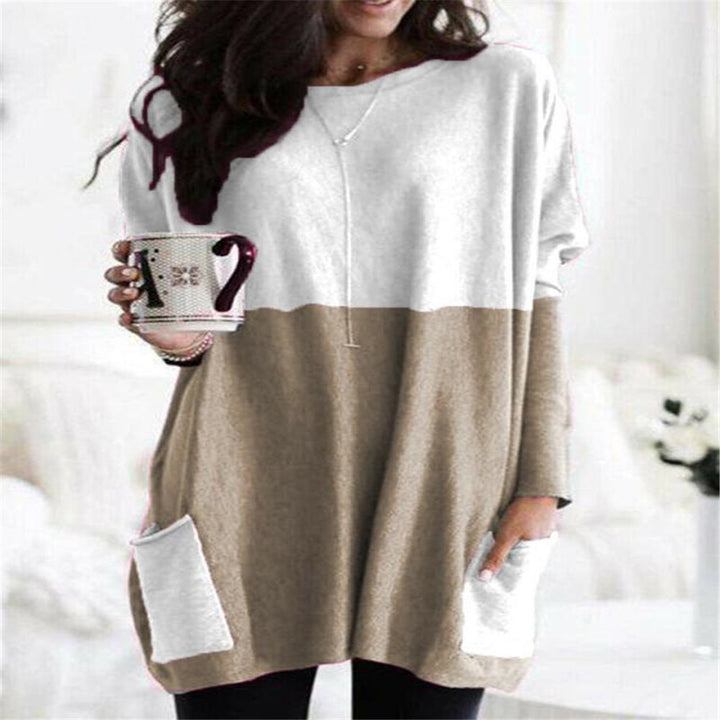 Damen nan oversized Longshirt mit Kontrastblock und aufgesetzten Taschen Drune