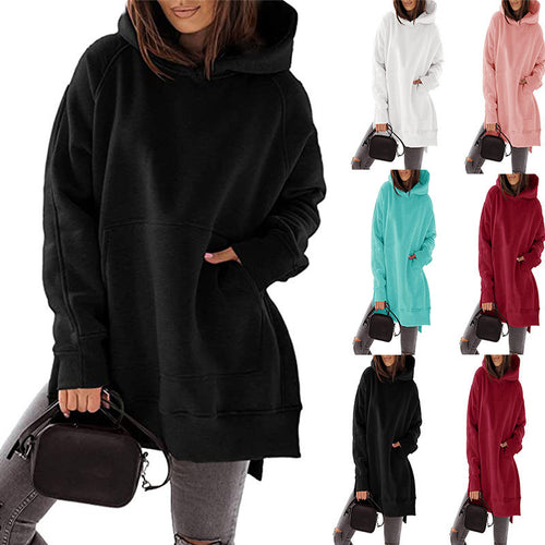Damen Oversized Kapuzenpullover mit seitlichen Schlitzen und modischem Design Drune