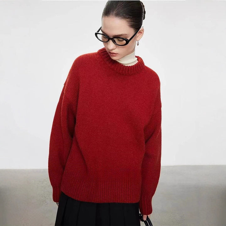 Damen Langärmliger Strickpullover mit hohem Kragen Drune