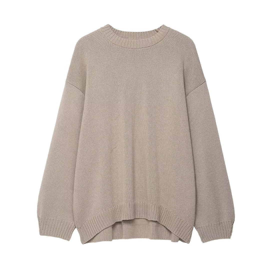 Damen Eleganter lässiger Strickpullover mit weiten Ärmeln Drune