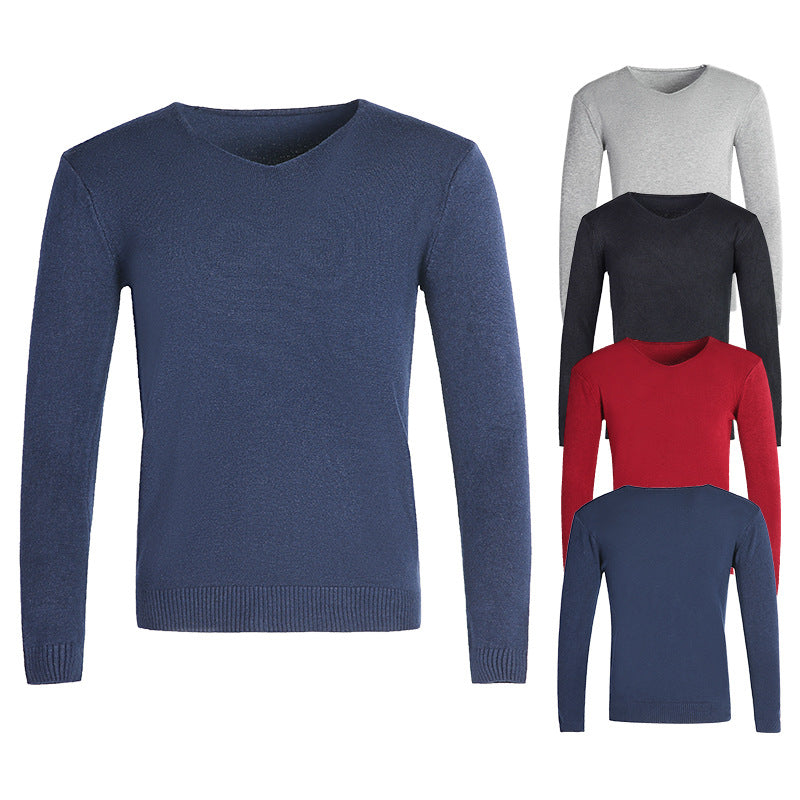 Herren nan feiner V-Ausschnitt-Pullover aus Baumwoll-Merino-Mix mit schmaler Silhouette Drune