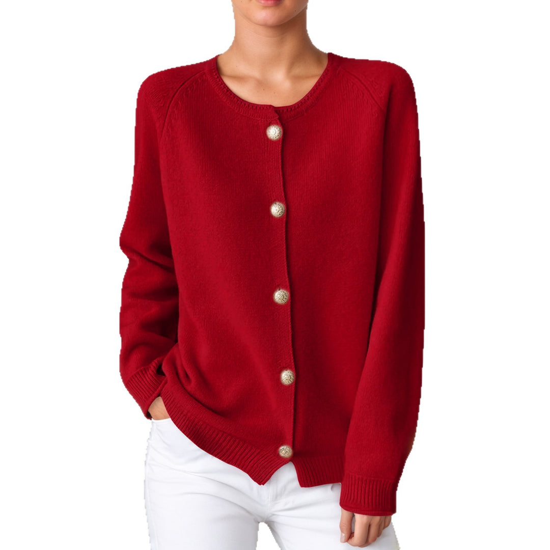 Damen kuscheliger Strickcardigan mit Knopfdetails und elastischen Bündchen Drune