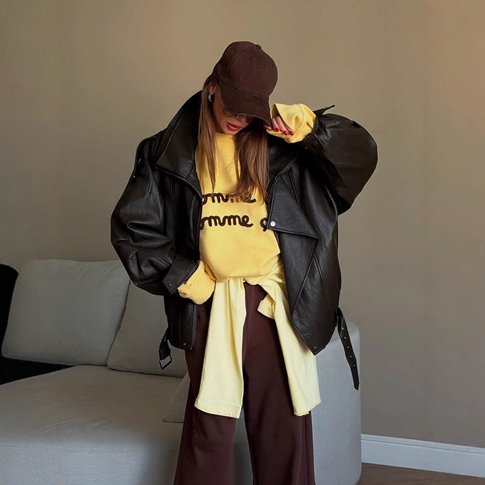 Damen oversized Lederjacke Drune