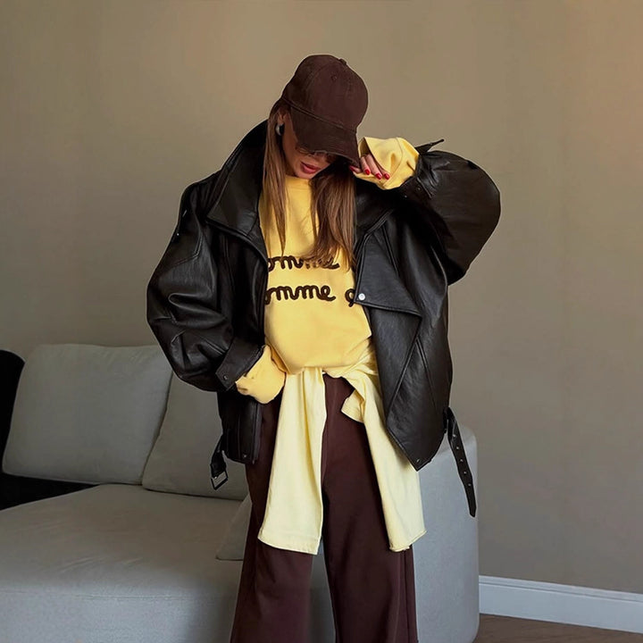 Damen oversized Lederjacke Drune