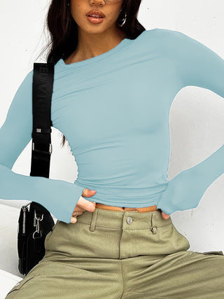 Damen Fashion Langarmoberteil mit asymmetrischem Schnitt und weichen Ärmeln Drune
