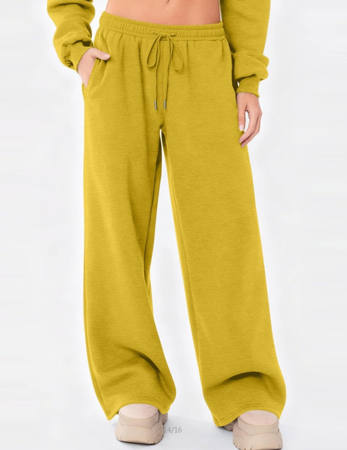Damen nan weite Loungehose mit hohem Komfortbund, elastischem Tunnelzug und seitlichen Eingrifftaschen Drune
