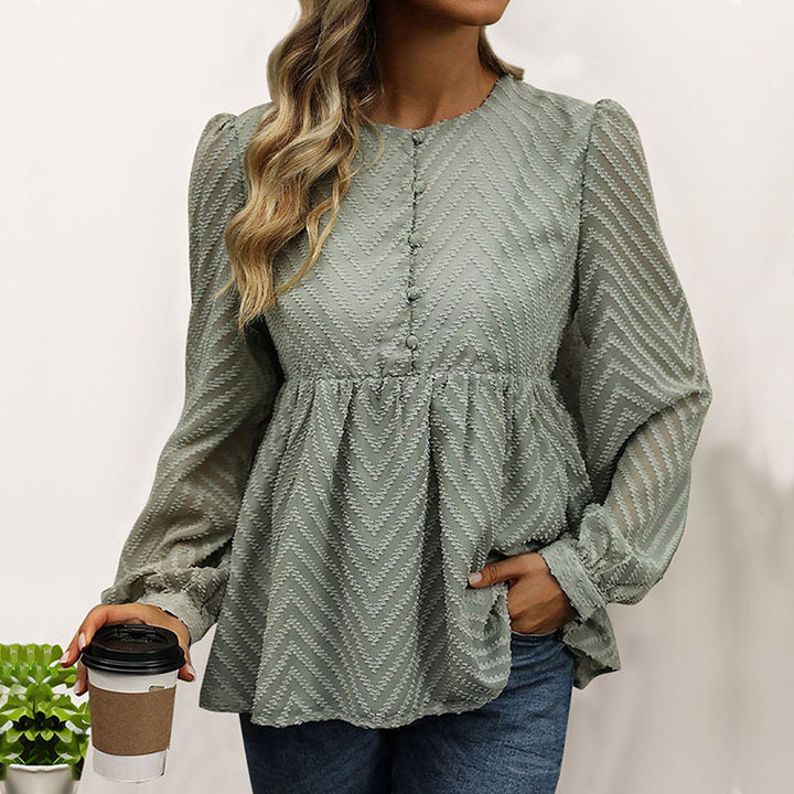 Damen Bluse mit Rüschendetails und elegantem Zickzackmuster Drune